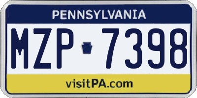 PA license plate MZP7398