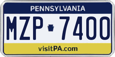 PA license plate MZP7400
