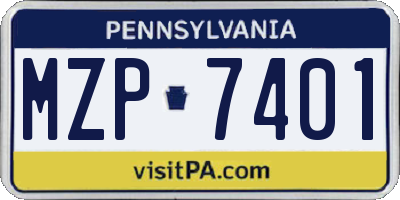 PA license plate MZP7401