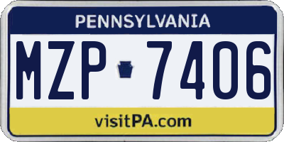 PA license plate MZP7406