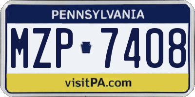 PA license plate MZP7408