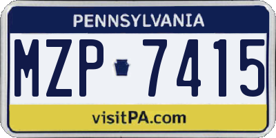 PA license plate MZP7415