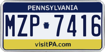 PA license plate MZP7416
