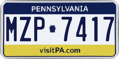 PA license plate MZP7417
