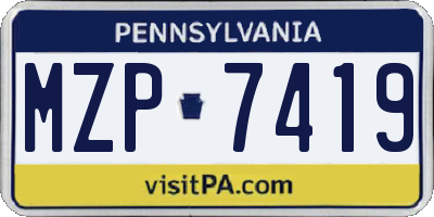 PA license plate MZP7419