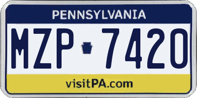 PA license plate MZP7420