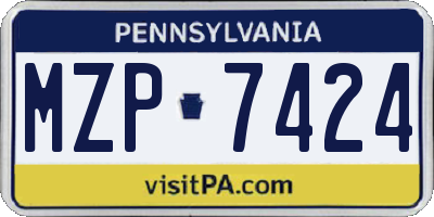 PA license plate MZP7424