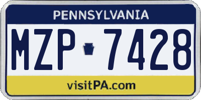 PA license plate MZP7428