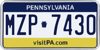 PA license plate MZP7430