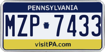 PA license plate MZP7433