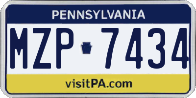 PA license plate MZP7434