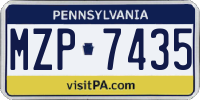 PA license plate MZP7435