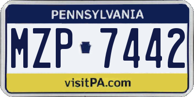 PA license plate MZP7442