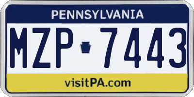 PA license plate MZP7443