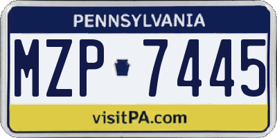 PA license plate MZP7445