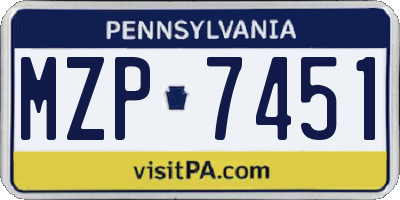 PA license plate MZP7451
