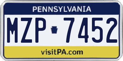 PA license plate MZP7452