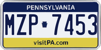 PA license plate MZP7453