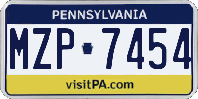 PA license plate MZP7454