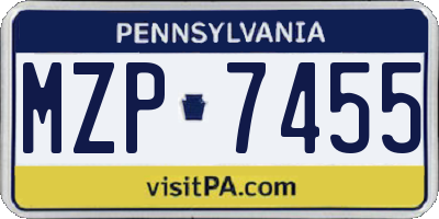 PA license plate MZP7455