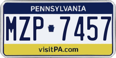 PA license plate MZP7457