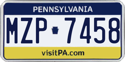 PA license plate MZP7458