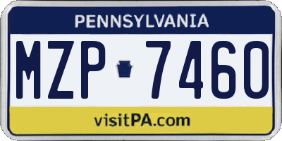 PA license plate MZP7460