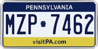 PA license plate MZP7462