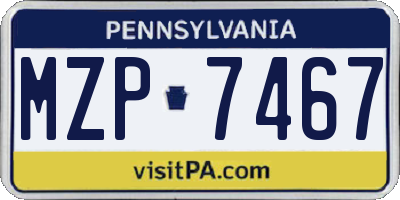 PA license plate MZP7467
