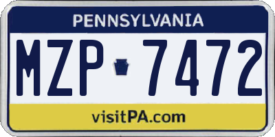 PA license plate MZP7472