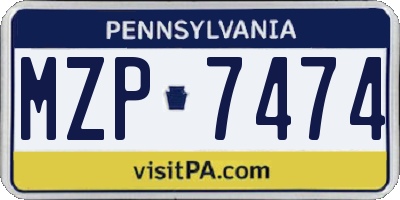 PA license plate MZP7474