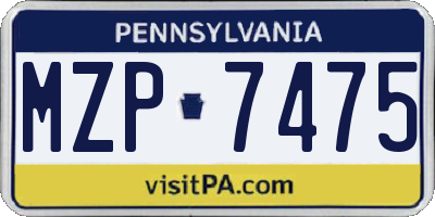 PA license plate MZP7475