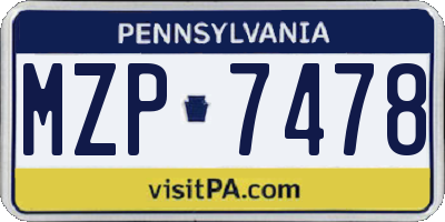 PA license plate MZP7478