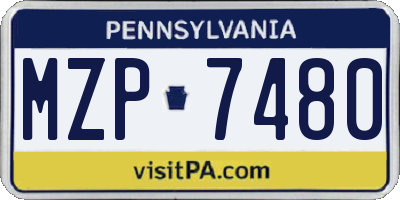 PA license plate MZP7480