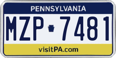 PA license plate MZP7481