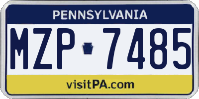 PA license plate MZP7485