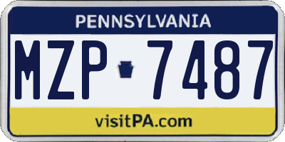 PA license plate MZP7487