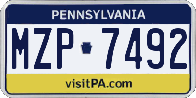 PA license plate MZP7492
