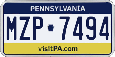 PA license plate MZP7494