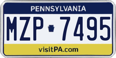 PA license plate MZP7495