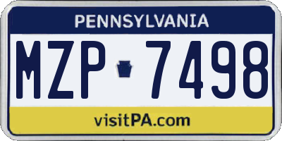 PA license plate MZP7498