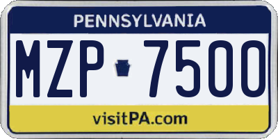 PA license plate MZP7500