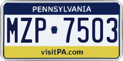 PA license plate MZP7503