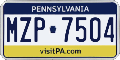 PA license plate MZP7504