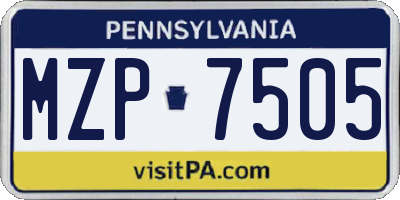 PA license plate MZP7505