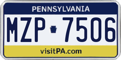 PA license plate MZP7506