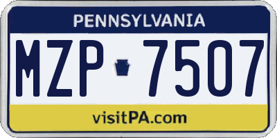 PA license plate MZP7507