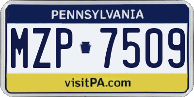 PA license plate MZP7509