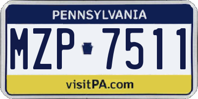 PA license plate MZP7511