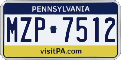 PA license plate MZP7512
